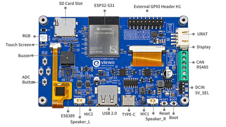 ESP32 S31 smart display board hardware overview