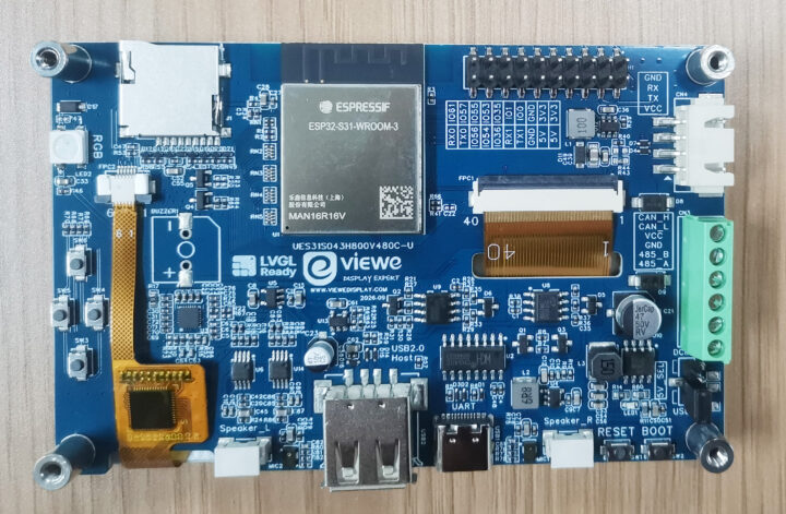 PLCM UES31S043H800V480C U board with ESP32 S31 module (Image provided directly by VIEWE)