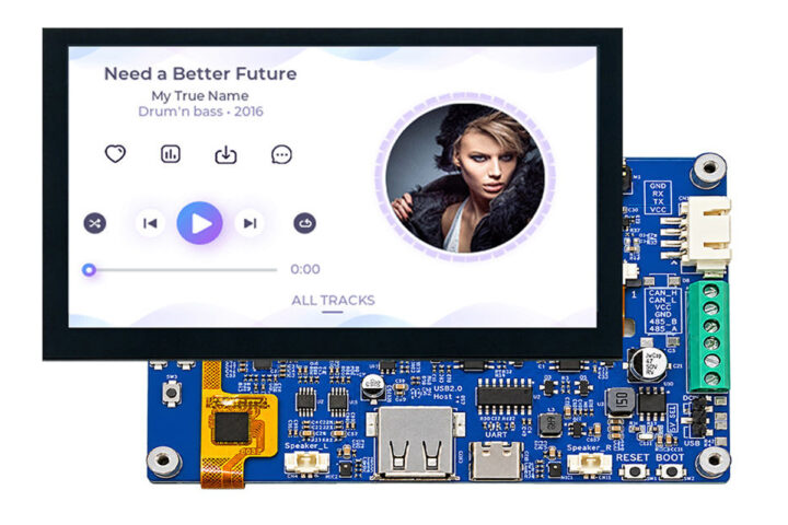 VIEWE 4.3 inch ESP32 S31 smart display with a music player interface